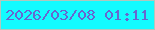 文字の大きさ：1、枠の色：b1c7bd、背景の色：13fbff、文字の色：6766d0 無料ブログパーツのブログ時計