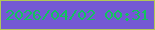 文字の大きさ：5、枠の色：b1c856、背景の色：7459d4、文字の色：12c45e 無料ブログパーツのブログ時計