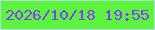 文字の大きさ：1、枠の色：b1dde1、背景の色：5cf43c、文字の色：833dfe 無料ブログパーツのブログ時計