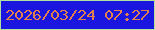 文字の大きさ：5、枠の色：b1e19f、背景の色：1a16e0、文字の色：e27f4e 無料ブログパーツのブログ時計