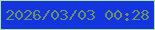 文字の大きさ：2、枠の色：b1e295、背景の色：1434dd、文字の色：699267 無料ブログパーツのブログ時計