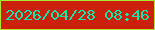 文字の大きさ：2、枠の色：b1e635、背景の色：cb200b、文字の色：10e6a2 無料ブログパーツのブログ時計