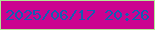 文字の大きさ：5、枠の色：b1e994、背景の色：cb0390、文字の色：125fb3 無料ブログパーツのブログ時計