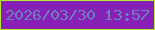 文字の大きさ：3、枠の色：b1ef31、背景の色：8720b7、文字の色：6b80ba 無料ブログパーツのブログ時計