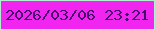 文字の大きさ：5、枠の色：b1f1d1、背景の色：f225f0、文字の色：46086f 無料ブログパーツのブログ時計