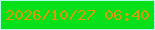 文字の大きさ：2、枠の色：b1fce9、背景の色：08e019、文字の色：d69a0b 無料ブログパーツのブログ時計