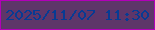 文字の大きさ：2、枠の色：b200b8、背景の色：5e3669、文字の色：073b93 無料ブログパーツのブログ時計