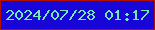 文字の大きさ：1、枠の色：b20f02、背景の色：1706d7、文字の色：72eab5 無料ブログパーツのブログ時計