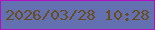 文字の大きさ：1、枠の色：b20fc0、背景の色：6371b1、文字の色：694d20 無料ブログパーツのブログ時計