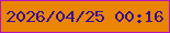 文字の大きさ：1、枠の色：b213ba、背景の色：ea8503、文字の色：390e8f 無料ブログパーツのブログ時計