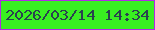 文字の大きさ：3、枠の色：b229e6、背景の色：39ef21、文字の色：29424f 無料ブログパーツのブログ時計