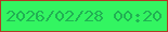 文字の大きさ：1、枠の色：b23924、背景の色：33f561、文字の色：21b153 無料ブログパーツのブログ時計