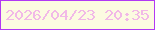 文字の大きさ：5、枠の色：b239f4、背景の色：fcfbe1、文字の色：f1b9e7 無料ブログパーツのブログ時計