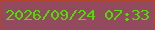 文字の大きさ：3、枠の色：b2432d、背景の色：934a5e、文字の色：4cdf01 無料ブログパーツのブログ時計