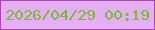 文字の大きさ：5、枠の色：b244b8、背景の色：e5b0f3、文字の色：7cb738 無料ブログパーツのブログ時計