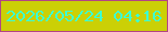 文字の大きさ：4、枠の色：b24584、背景の色：cbd006、文字の色：3cfdd1 無料ブログパーツのブログ時計