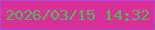 文字の大きさ：4、枠の色：b246df、背景の色：d83096、文字の色：49bd5a 無料ブログパーツのブログ時計