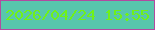 文字の大きさ：3、枠の色：b24ba0、背景の色：58c7ac、文字の色：70f118 無料ブログパーツのブログ時計