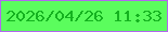 文字の大きさ：1、枠の色：b267ef、背景の色：5bfd5d、文字の色：14b21f 無料ブログパーツのブログ時計