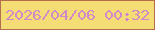 文字の大きさ：1、枠の色：b26e4f、背景の色：f4dd74、文字の色：d088c9 無料ブログパーツのブログ時計