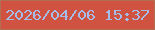 文字の大きさ：3、枠の色：b26e53、背景の色：cf5340、文字の色：a6bdea 無料ブログパーツのブログ時計