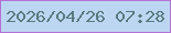 文字の大きさ：5、枠の色：b272d8、背景の色：bcd6f2、文字の色：587a7f 無料ブログパーツのブログ時計