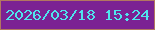 文字の大きさ：2、枠の色：b27760、背景の色：7b2293、文字の色：4fe5ed 無料ブログパーツのブログ時計