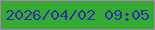 文字の大きさ：5、枠の色：b281bb、背景の色：33ac31、文字の色：362da9 無料ブログパーツのブログ時計