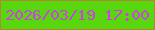 文字の大きさ：1、枠の色：b28634、背景の色：59d70d、文字の色：d03ee8 無料ブログパーツのブログ時計
