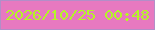 文字の大きさ：4、枠の色：b28ec8、背景の色：e779c0、文字の色：b4f526 無料ブログパーツのブログ時計