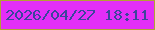 文字の大きさ：5、枠の色：b2a233、背景の色：e32ef7、文字の色：3b459c 無料ブログパーツのブログ時計