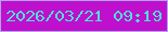 文字の大きさ：4、枠の色：b2a2f1、背景の色：be10cd、文字の色：4fdfd9 無料ブログパーツのブログ時計