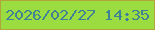 文字の大きさ：2、枠の色：b2a33a、背景の色：9bdc41、文字の色：408295 無料ブログパーツのブログ時計