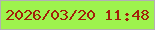 文字の大きさ：2、枠の色：b2b0b3、背景の色：9ef34d、文字の色：a21f0a 無料ブログパーツのブログ時計