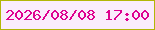 文字の大きさ：5、枠の色：b2b706、背景の色：faedfc、文字の色：de0290 無料ブログパーツのブログ時計