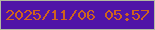 文字の大きさ：3、枠の色：b2b9a1、背景の色：5014a7、文字の色：ce631e 無料ブログパーツのブログ時計