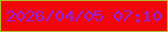 文字の大きさ：5、枠の色：b2bd2b、背景の色：f0060b、文字の色：9521de 無料ブログパーツのブログ時計