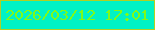 文字の大きさ：3、枠の色：b2cf23、背景の色：01f2c5、文字の色：7ffa18 無料ブログパーツのブログ時計