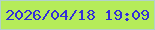文字の大きさ：2、枠の色：b2d2cb、背景の色：b5ec5a、文字の色：332ed8 無料ブログパーツのブログ時計