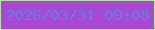文字の大きさ：4、枠の色：b2e997、背景の色：a749d2、文字の色：687edc 無料ブログパーツのブログ時計
