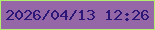 文字の大きさ：2、枠の色：b2ef6e、背景の色：9667a7、文字の色：2c1678 無料ブログパーツのブログ時計