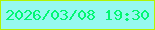 文字の大きさ：5、枠の色：b2f303、背景の色：96f9ef、文字の色：02f672 無料ブログパーツのブログ時計