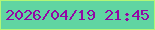 文字の大きさ：2、枠の色：b2f777、背景の色：60d5a2、文字の色：9306a5 無料ブログパーツのブログ時計
