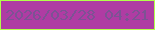 文字の大きさ：3、枠の色：b2ff4b、背景の色：af3ca3、文字の色：7d5294 無料ブログパーツのブログ時計