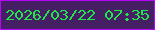 文字の大きさ：5、枠の色：b306fb、背景の色：451e63、文字の色：20e64c 無料ブログパーツのブログ時計