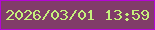 文字の大きさ：1、枠の色：b307d5、背景の色：813c69、文字の色：c5f07c 無料ブログパーツのブログ時計