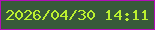 文字の大きさ：2、枠の色：b30eb8、背景の色：385a3a、文字の色：bbf130 無料ブログパーツのブログ時計