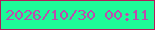 文字の大きさ：4、枠の色：b31b5a、背景の色：1dfa98、文字の色：bd4bad 無料ブログパーツのブログ時計