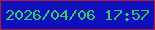 文字の大きさ：1、枠の色：b31c37、背景の色：0f0fbc、文字の色：34c96a 無料ブログパーツのブログ時計