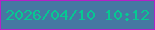 文字の大きさ：5、枠の色：b322c6、背景の色：4578a2、文字の色：06c892 無料ブログパーツのブログ時計